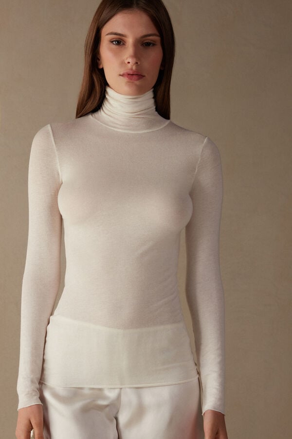 Intimssimi Modal Cashmere Ultralight High-Neck Top Valkoinen | LUSSX61577