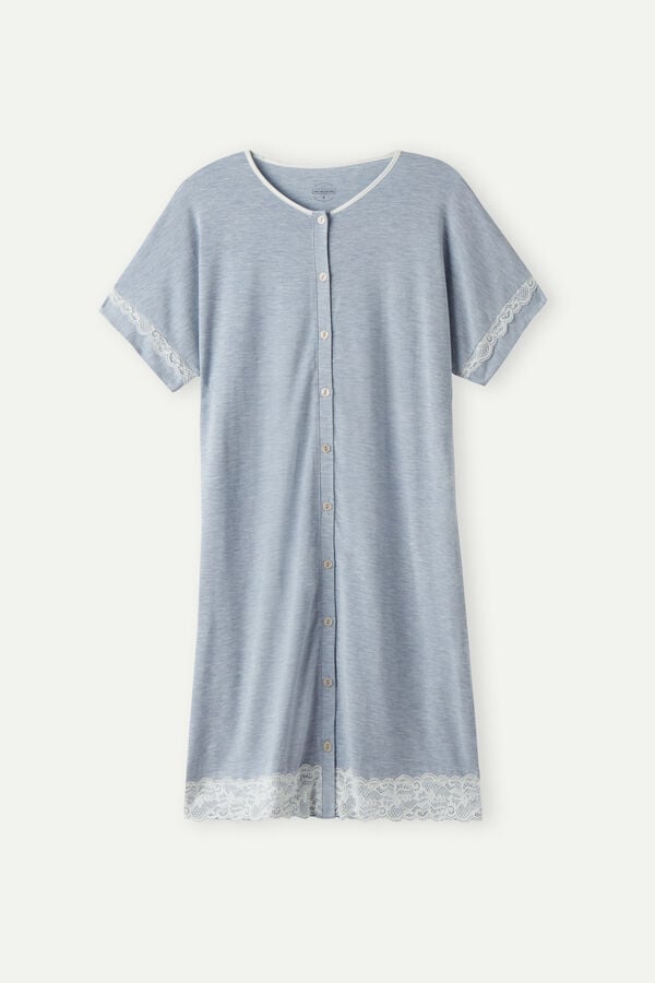 Intimssimi Pitsi Trim Button Up Nightgown Vaaleansininen | USEGJ14967