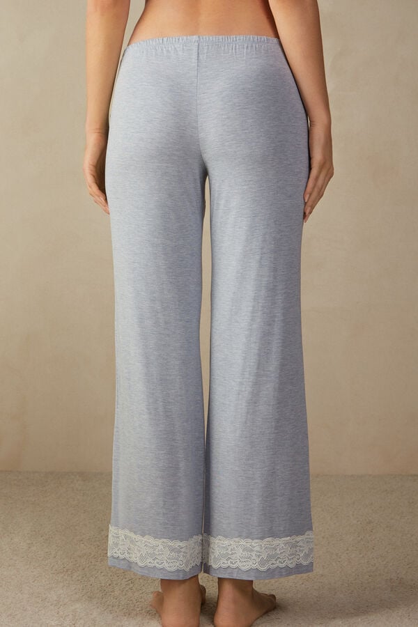 Intimssimi Pitsi Trim Full Length Pants in Modal Vaaleansininen | USXBR89891