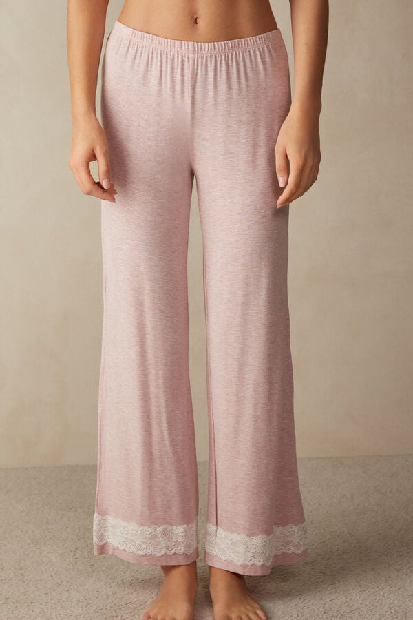 Intimssimi Pitsi Trim Full Length Pants in Modal Pinkki | XUSBH16266