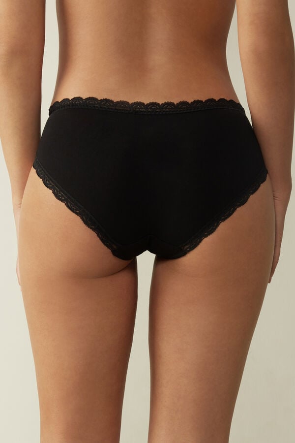 Intimssimi Pitsi and Puuvilla High Rise Panties Mustat | SUSNY86849