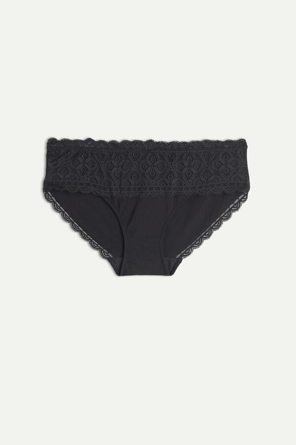 Intimssimi Pitsi and Puuvilla High Rise Panties Mustat | SUSNY86849