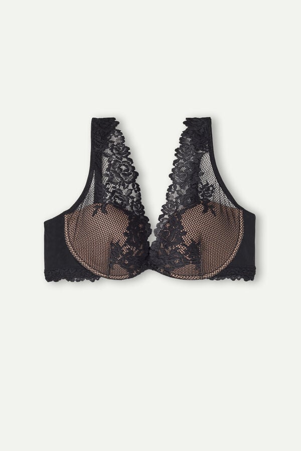 Intimssimi Pretty Flowers Elena Balconette Bra Mustat | USXMI24380