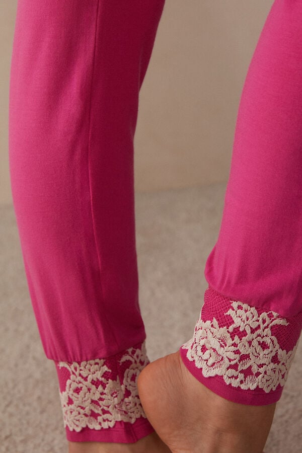 Intimssimi Pretty Flowers Full Length Cuffed Modal Pants Pinkki | XUSGW31067