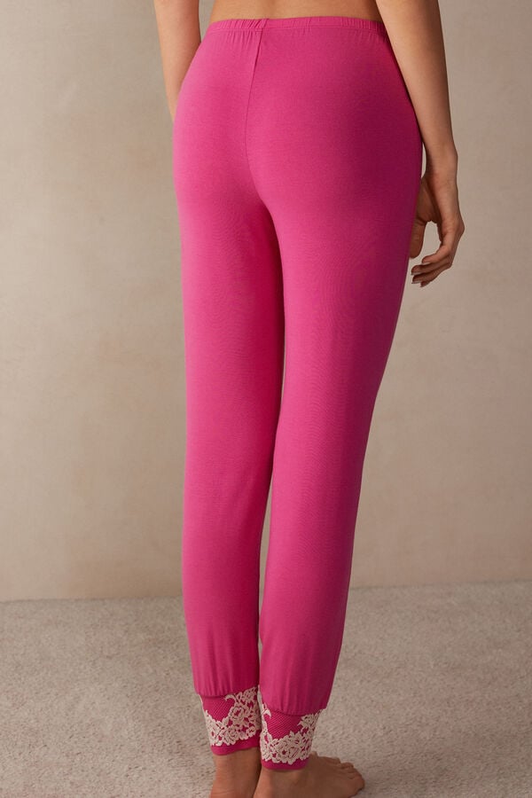 Intimssimi Pretty Flowers Full Length Cuffed Modal Pants Pinkki | XUSGW31067