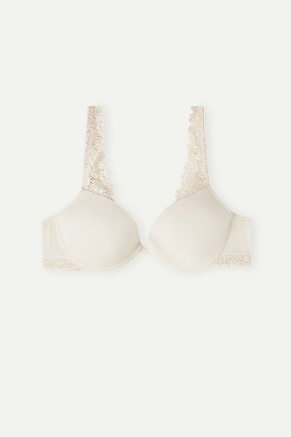 Intimssimi Pretty Flowers Microfiber Bellissima Push-up Bra Natural | USXMI38603