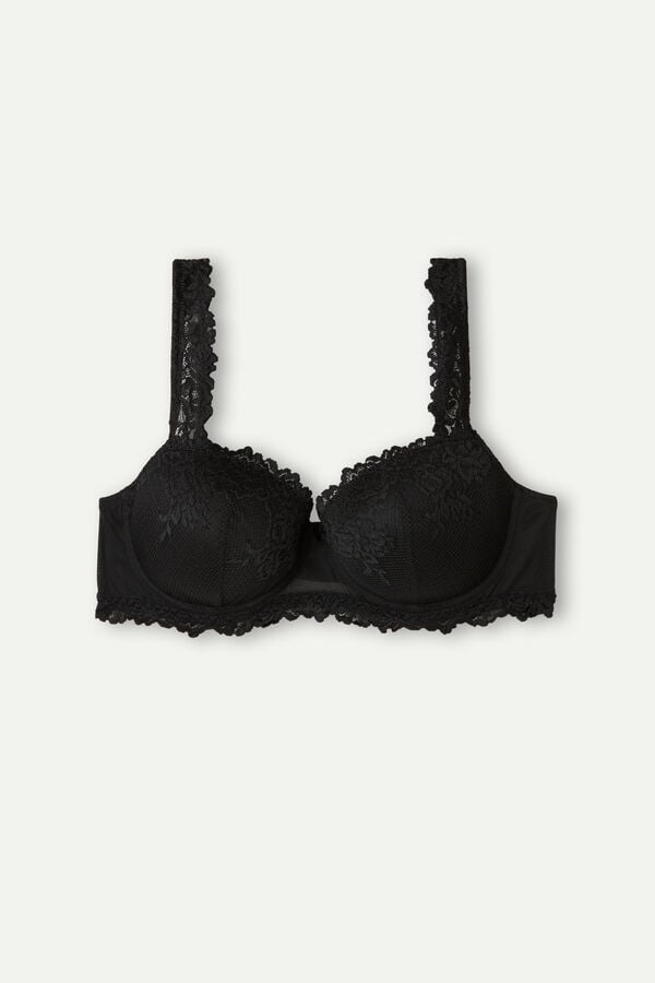 Intimssimi Pretty Flowers Sofia Balconette Bra Mustat | TUSWZ23137