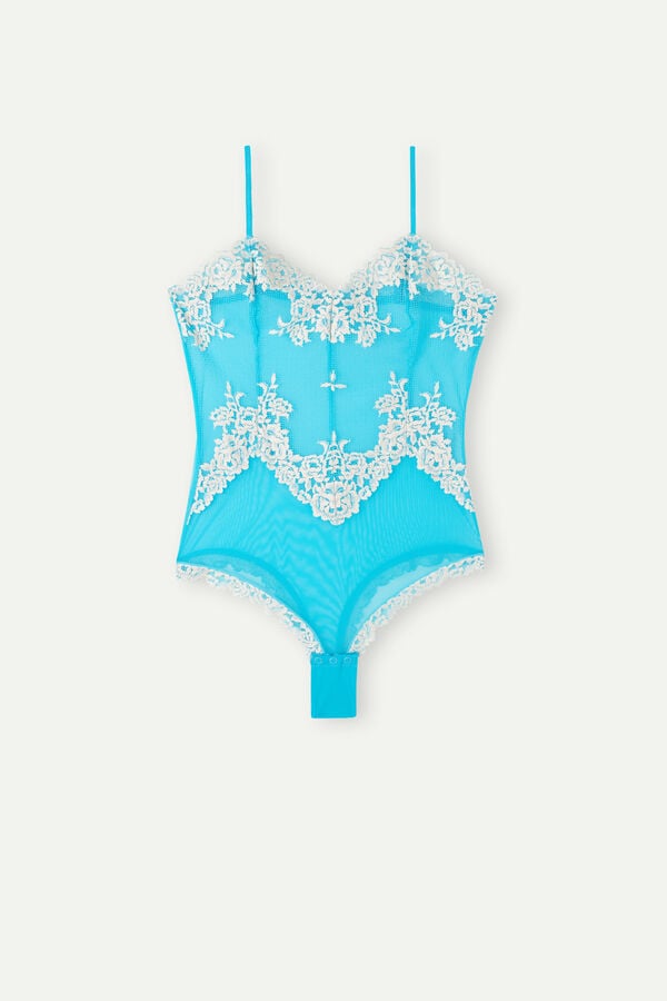 Intimssimi Pretty Flowers Tulle and Pitsi Bodysuit Sininen | PUSER25868