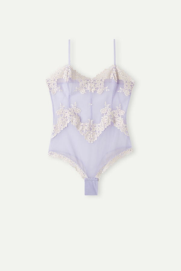 Intimssimi Pretty Flowers Tulle and Pitsi Bodysuit Violet | SUSNY54103