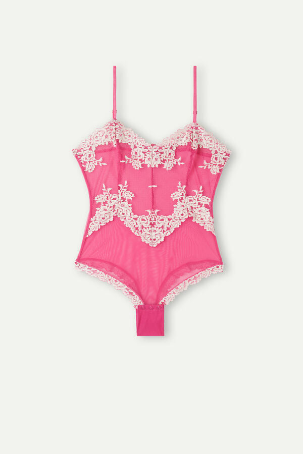 Intimssimi Pretty Flowers Tulle and Pitsi Bodysuit Pinkki | YUSVQ38705