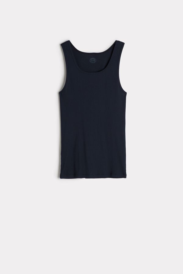 Intimssimi Ribbed Supima Puuvilla Tank Top Sininen | USJKU55890