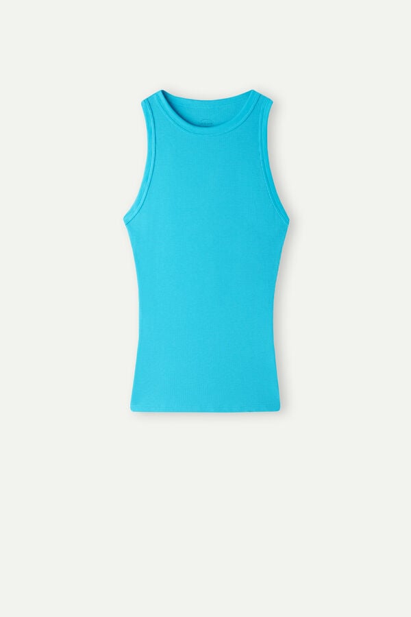 Intimssimi Ribbed Tank Top in Supima® Puuvilla Sininen | TUSPQ83885