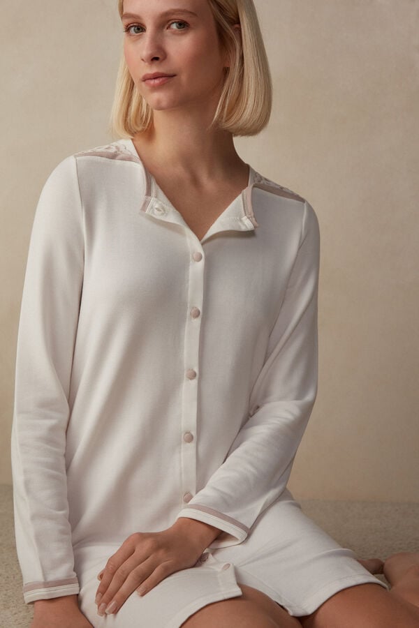 Intimssimi Romantic Bedroom Button Up Night Shirt in Modal with Villa Valkoinen | MUSFT53172