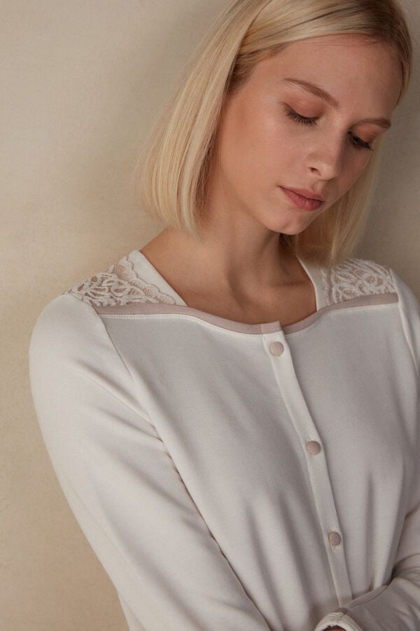 Intimssimi Romantic Bedroom Button Up Night Shirt in Modal with Villa Valkoinen | MUSFT53172