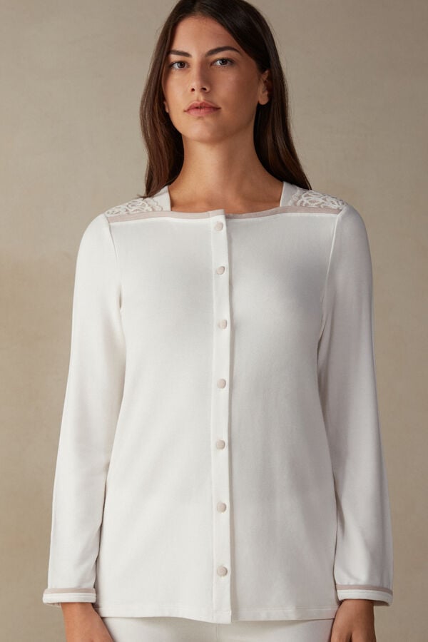 Intimssimi Romantic Bedroom Button Up Top in Modal with Villa Valkoinen | USJVR43111