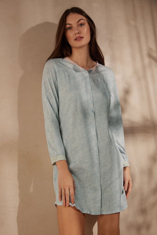 Intimssimi Romantic Cashmere Button Up Night Shirt Vaaleansininen | GUSEC18817