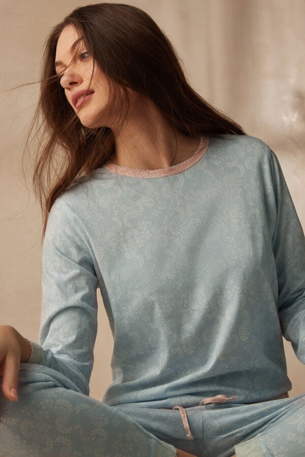 Intimssimi Romantic Cashmere Long Sleeve Puuvilla Top Vaaleansininen | USZDE41533