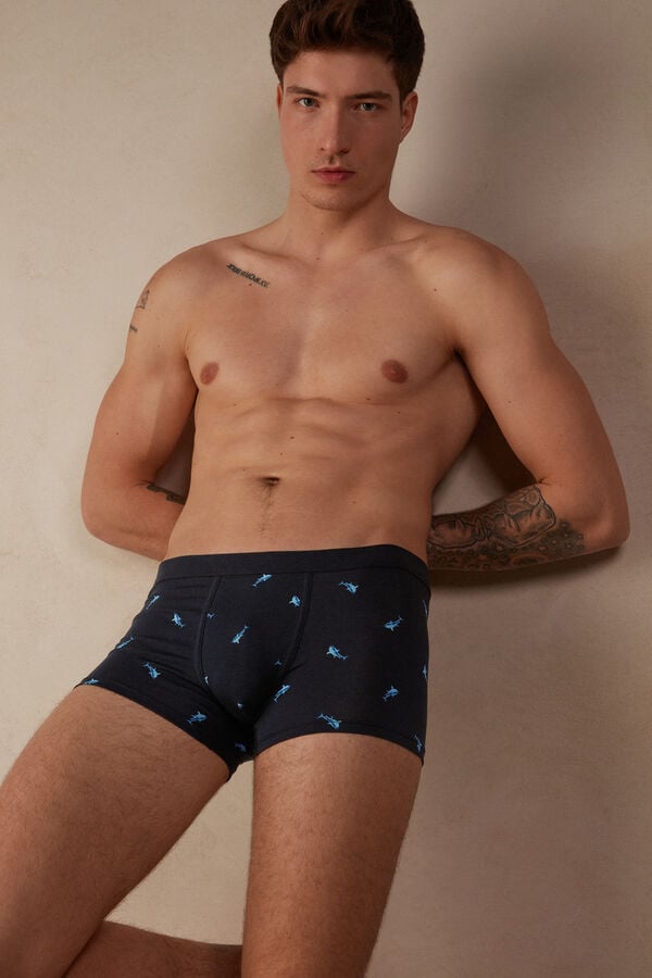 Intimssimi Shark Boxers in Natural Fresh Supima® Puuvilla Sininen | XUSGW92854