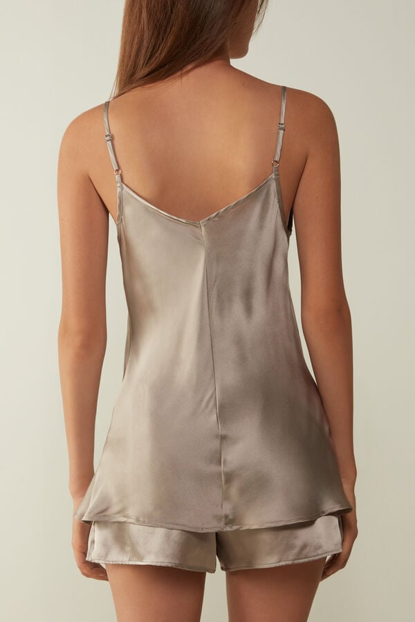 Intimssimi Silk Satin Top with V-neckline Natural | SUSVO65786