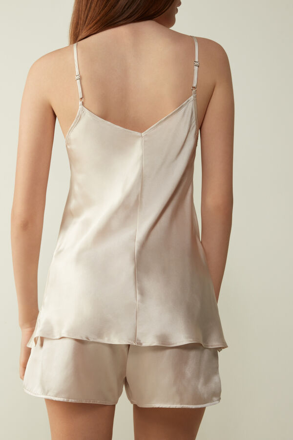 Intimssimi Silk Satin Top with V-neckline Natural | TUSWZ56814