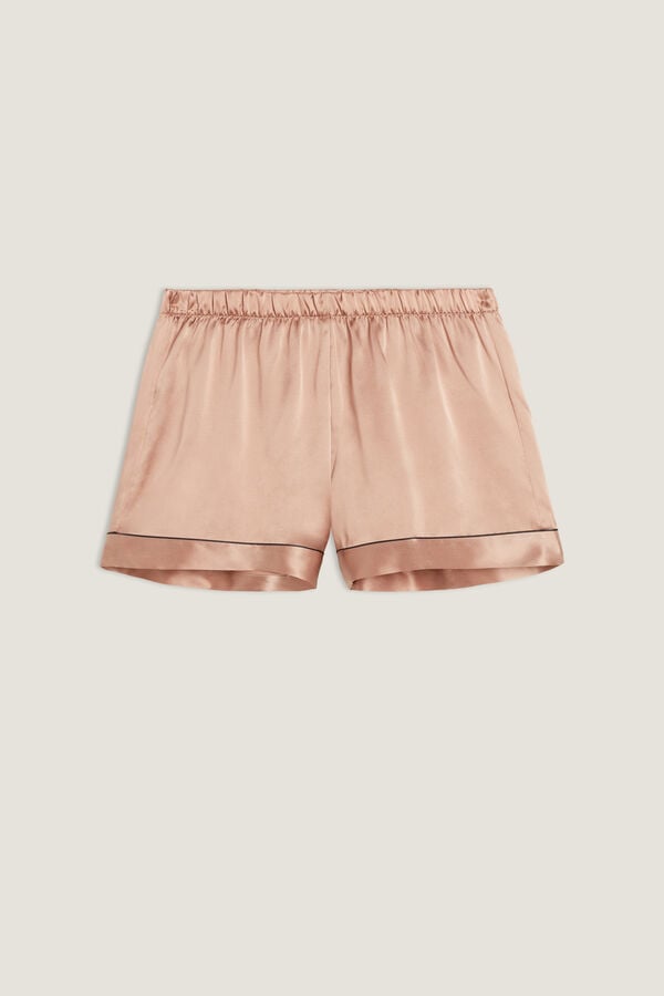 Intimssimi Silk Shorts with Contrast Trim Natural | EUSVG69007