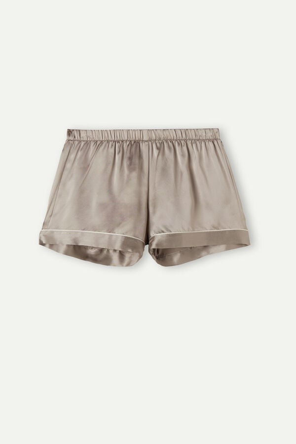 Intimssimi Silk Shorts with Contrast Trim Natural | USIIZ94576