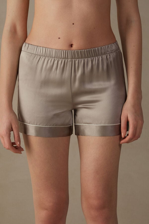 Intimssimi Silk Shorts with Contrast Trim Natural | USIIZ94576