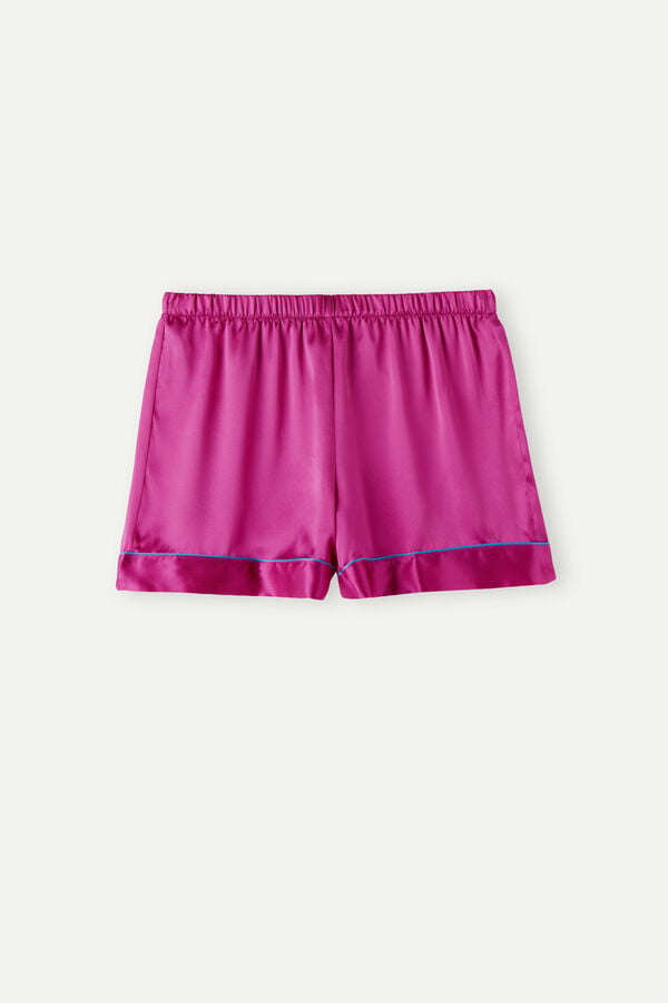 Intimssimi Silk Shorts with Contrast Trim Pinkki | USNZX54390