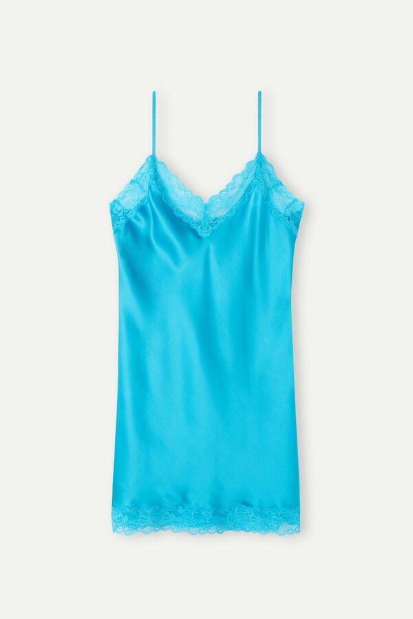 Intimssimi Silk Slip with Pitsi Insert Detail Sininen | BUSSO76503