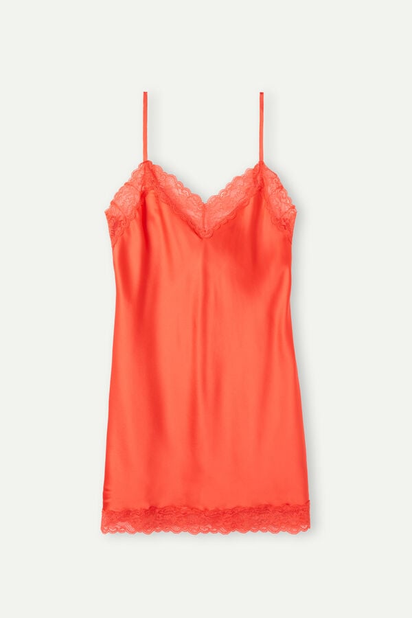 Intimssimi Silk Slip with Pitsi Insert Detail Oranssi | PUSER82590