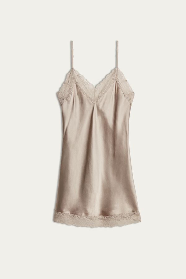 Intimssimi Silk Slip with Pitsi Insert Detail Natural | QUSWA31300