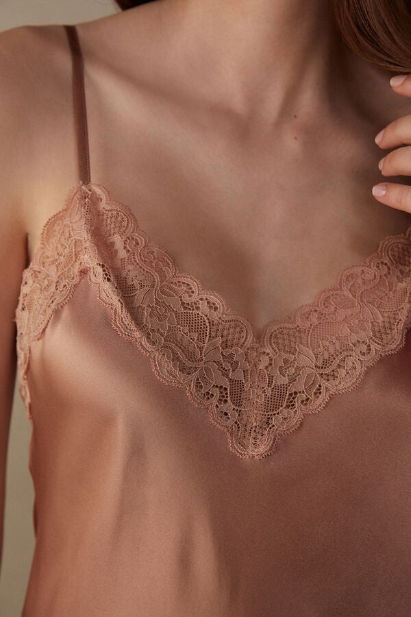 Intimssimi Silk Slip with Pitsi Insert Detail Natural | SUSVO25053