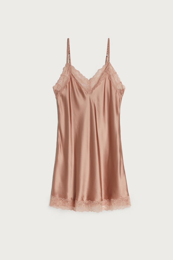 Intimssimi Silk Slip with Pitsi Insert Detail Natural | SUSVO25053