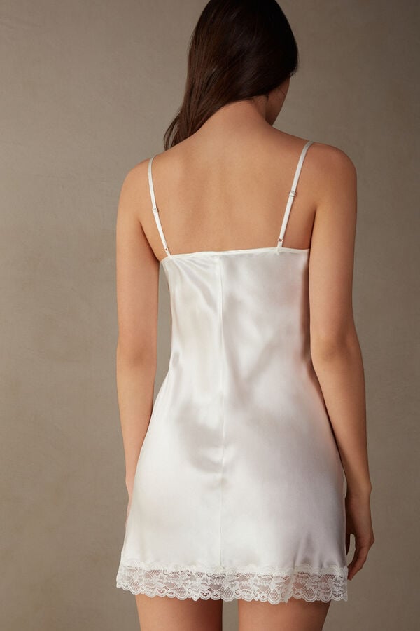 Intimssimi Silk Slip with Pitsi Insert Detail Valkoinen | USJKU85501