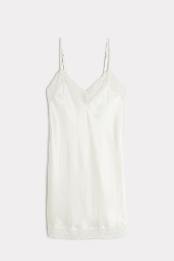 Intimssimi Silk Slip with Pitsi Insert Detail Valkoinen | USJKU85501