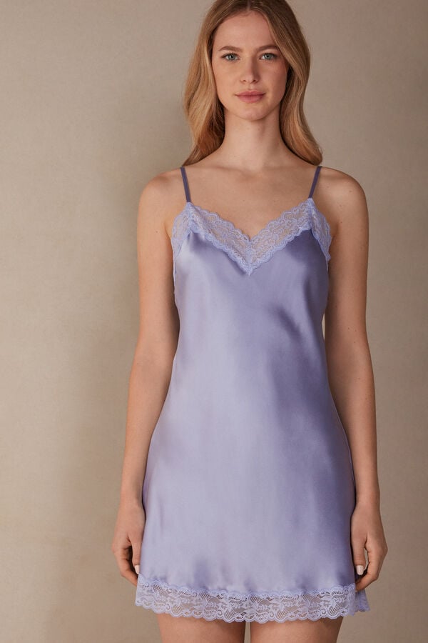 Intimssimi Silk Slip with Pitsi Insert Detail Violet | ZUSNQ22361