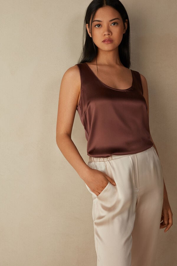 Intimssimi Silk and Modal Tank Top Ruskea | XUSBH41875