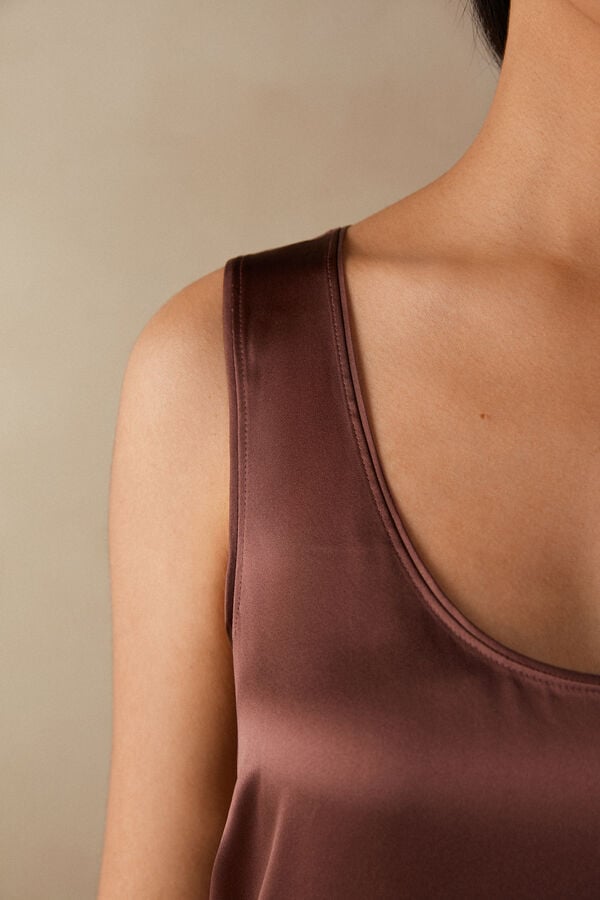 Intimssimi Silk and Modal Tank Top Ruskea | XUSBH41875