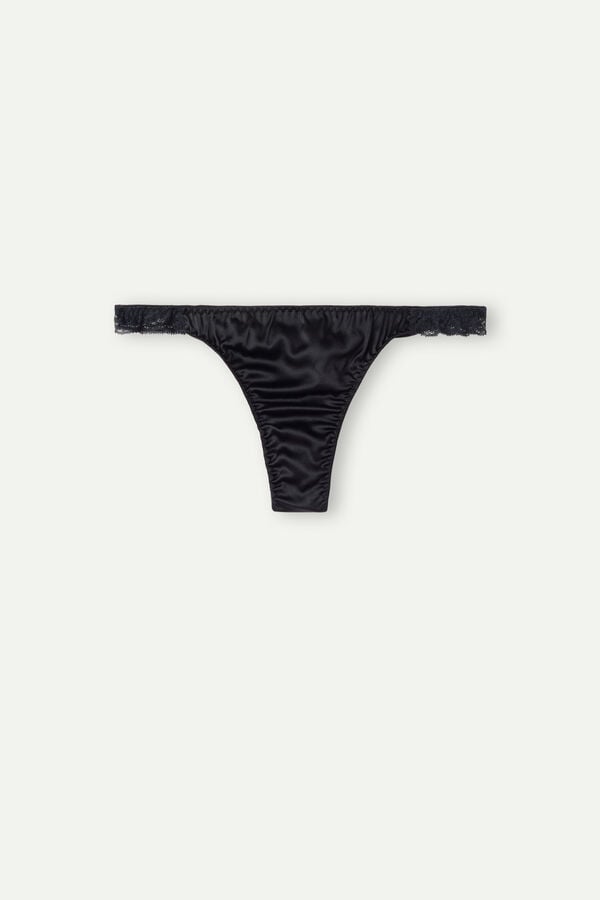 Intimssimi Silk and Pitsi G-String Mustat | USCIF55839