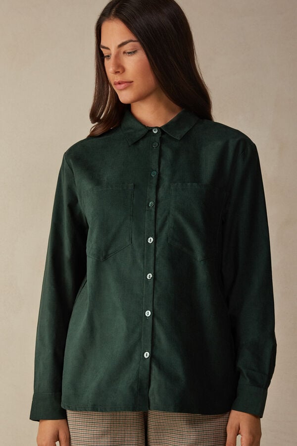 Intimssimi Slow and Cozy Velvet Shirt Vihreä | EUSVG26666