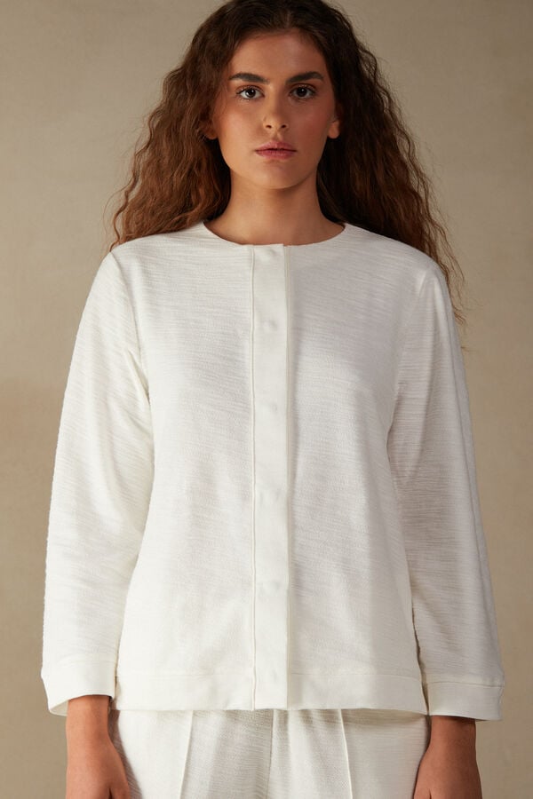 Intimssimi Soft Dreams Long Sleeve Button-Up Shirt Valkoinen | EUSVG90160