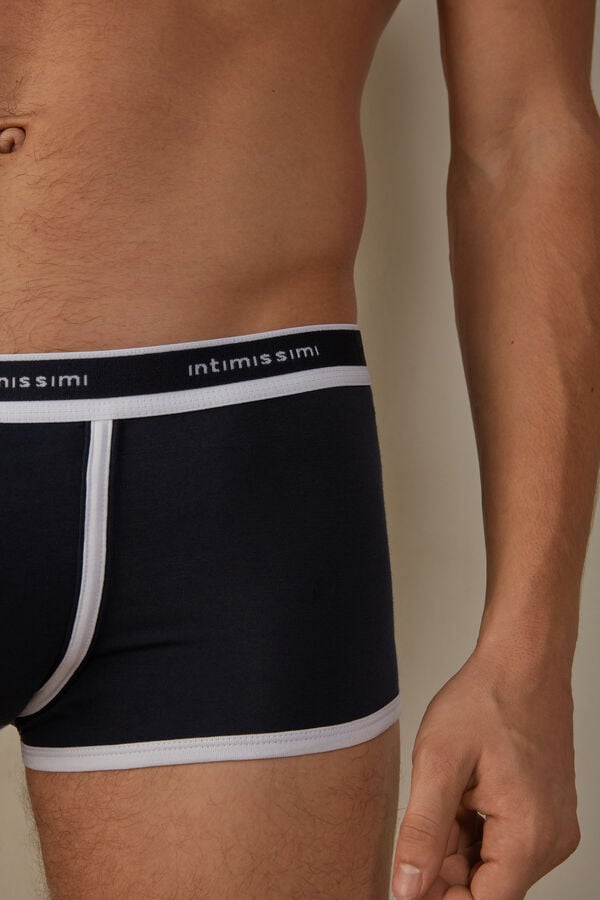 Intimssimi Stretch Supima® Puuvilla Bokserin Shorts with Logo Detail Sininen | FUSHY26574