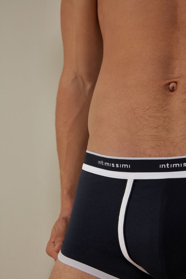 Intimssimi Stretch Supima® Puuvilla Bokserin Shorts with Logo Detail Sininen | FUSUI19277