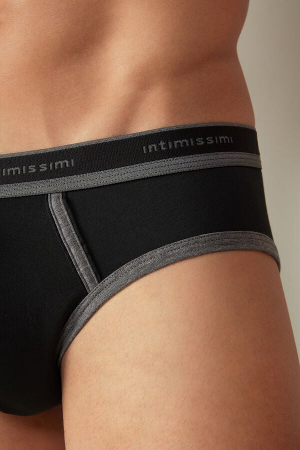 Intimssimi Stretch Supima® Puuvilla Brief with Logo Detail Mustat | MUSHR23427