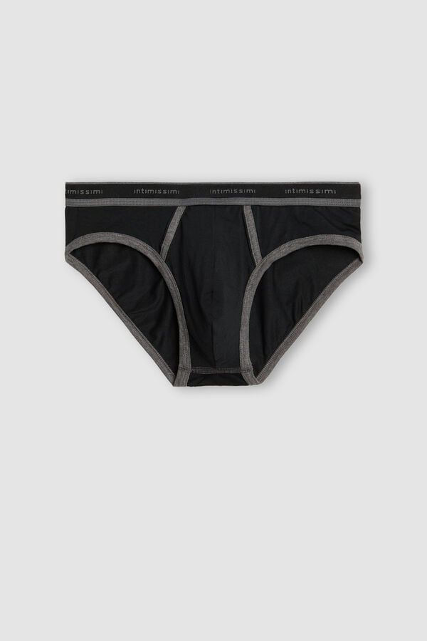 Intimssimi Stretch Supima® Puuvilla Brief with Logo Detail Mustat | MUSHR23427