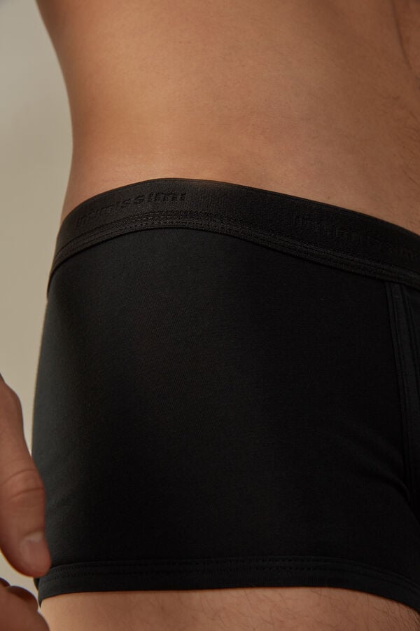 Intimssimi Stretch Supima® Puuvilla Bokserin Shorts with Logo Detail Mustat | USICD71755