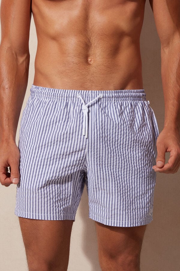 Intimssimi Stripe Print Seersucker Swim Trunks Sininen | YUSGT45517