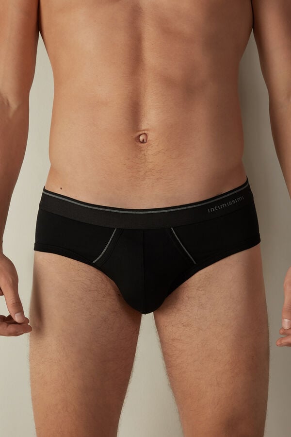 Intimssimi Supima Puuvilla Briefs with Visible Elastic Mustat | USNZX18595