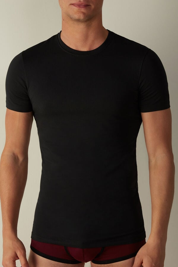 Intimssimi T-shirt in Stretch Supima® Puuvilla Mustat | FUSHY90355