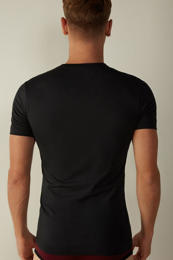 Intimssimi T-shirt in Stretch Supima® Puuvilla Mustat | YUSVQ36557